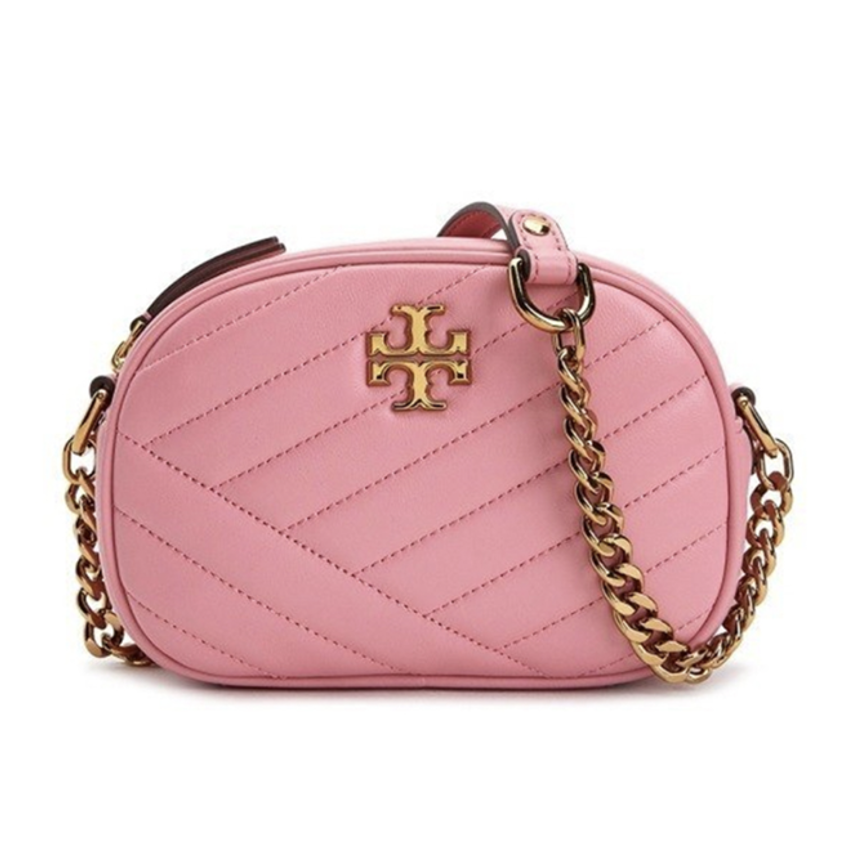TORY BURCH Kira Chevron Small Camera Bag In Pink Nappa Leather